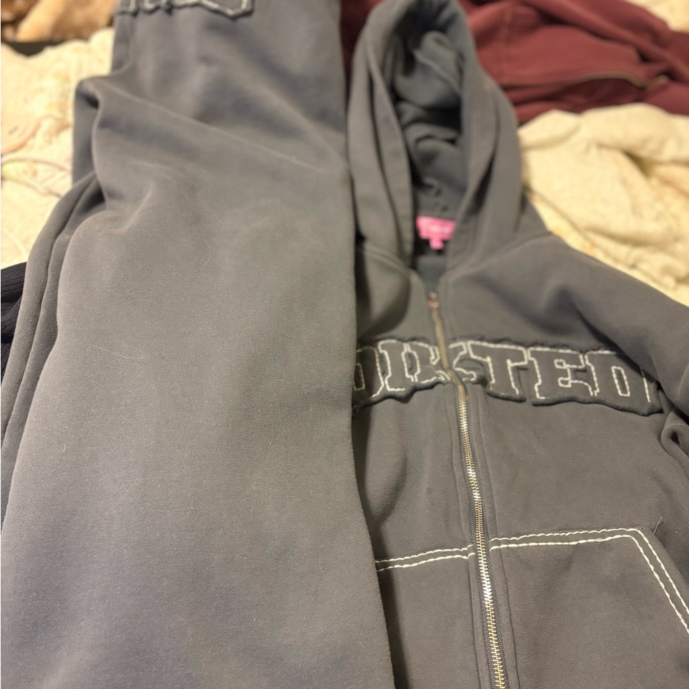 Edikted Charcoal Gray Track Pants & Hoodie Set